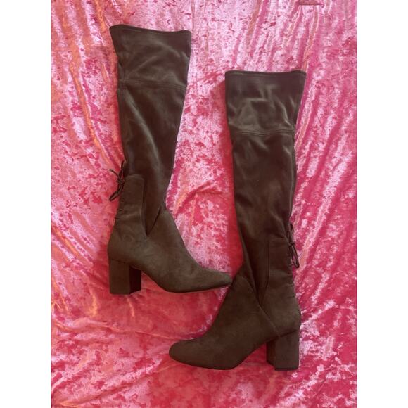 Aldo Shoes - Aldo Over-the-knee Boots Block Heel Forest Green Lace Up Women's US 8